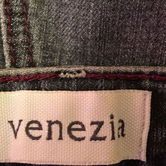 Venezia Womens SZ 18 Mid Rise Jeans Embroidered Stretch Gray‎ Casual Flare FLAWS - Picture 5 of 11